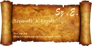 Szpevák Ernő névjegykártya